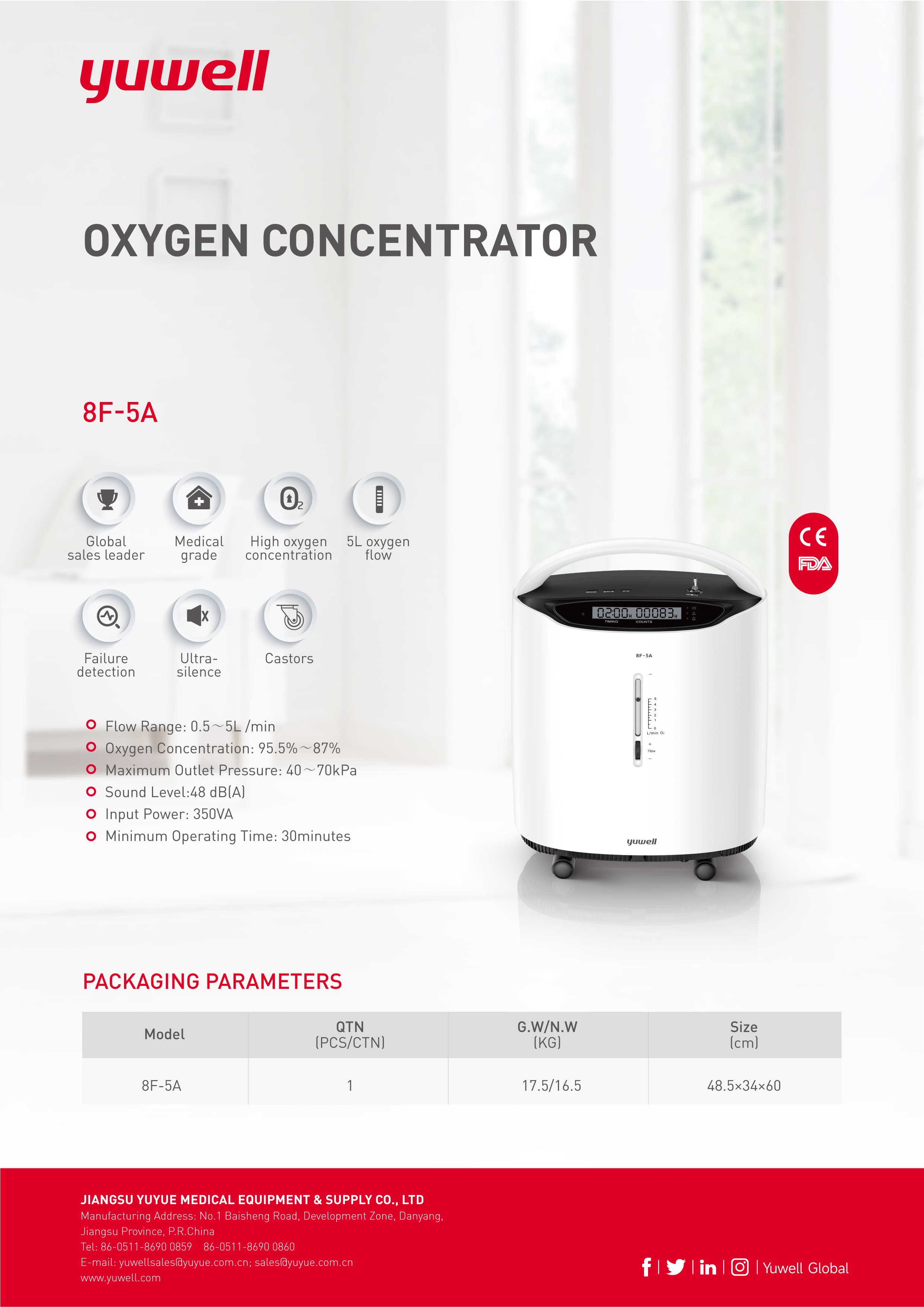 8F-5A — Concentrateur d'Oxygène 5 L